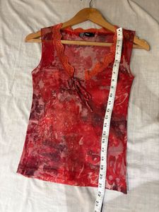 Beautiful Floral Print Mesh Top