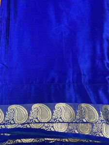 Royal Blue Velvet Saree