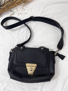 Black Leather Sling Bag