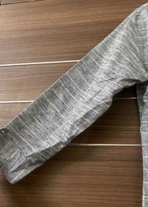 Grey Cotton Blend Linen Kurta