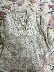 Floral Lace Sheer Tunic Top