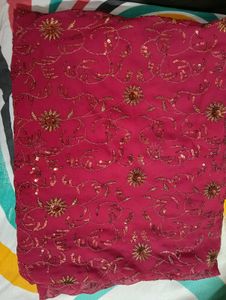 Red & Gold Embroidered Fabric