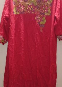 Red Kurti With Yellow Flower Print