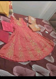 4 colour Green Embellished Ethnic Dress