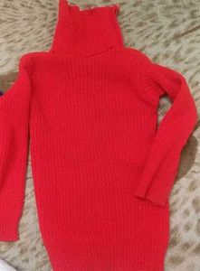 Red Turtleneck Sweater For 2-6 Year Kids