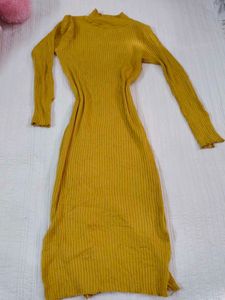 Mustard Bodycon Midi Dress