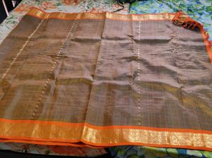 Elegant Orange &amp; Grey Saree