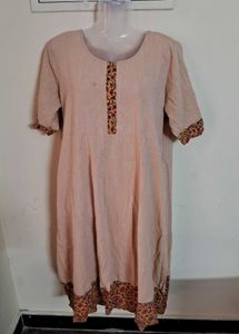 Beige Floral Print Dress