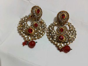 Red &amp; Gold Statement Earrings