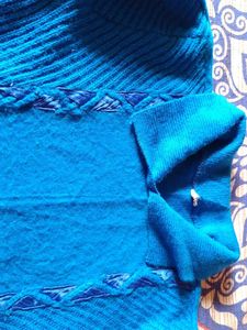 Vintage Style Blue Knitted Sweater For Women