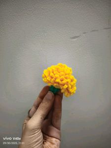 Crochet marigold keychain