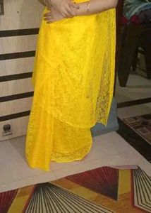 Yellow Lace Saree