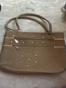 Elegant Studded Gold Handbag - Versatile Tote