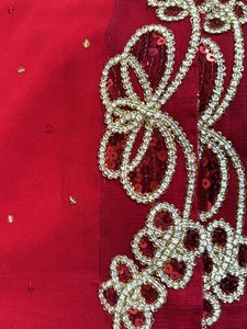 Red Sequence Embroidered Saree