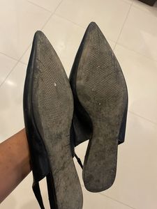 Black Slingback Pointed Toe Heels