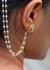 Moon Hair Clip with Pearl Chain