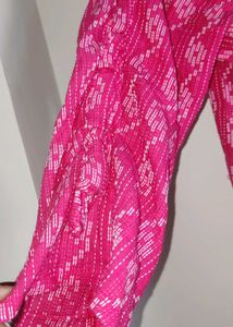 Bright Pink Ikat-Print Cotton Kurta
