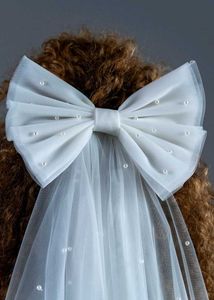 Bow Clip Veil Style White Netted New