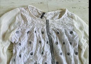White Embroidered Eyelet Top