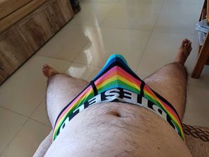 Rainbow Striped Brief New