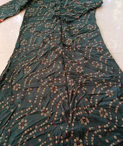 Dark Green Print Dress