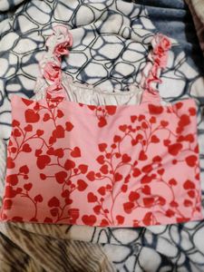 Cute Pink Heart Crop Top