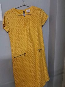 Cute Yellow Dress With Fashionable Zips