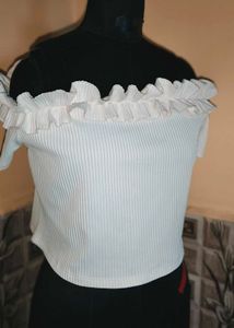 Size XL/ XXL 🎁Buy 2 Get 1 Free 🎁White Ruffle Top