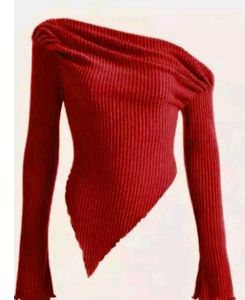 Asymmetrical Off-Shoulder Red Top – Bold &amp; Chic