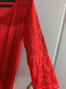 Satin Nightwear Red Colour Dress