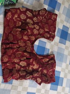 Beautiful Green Blue Combination Blouse &amp; Maroon