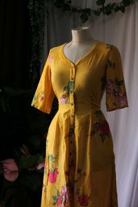 Pantaloons Floral Yellow Maxi Dress With Pockets