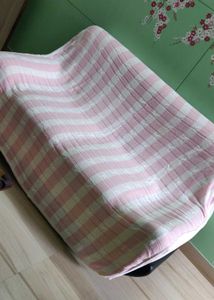 Pink &amp; White Striped Throw Blanket