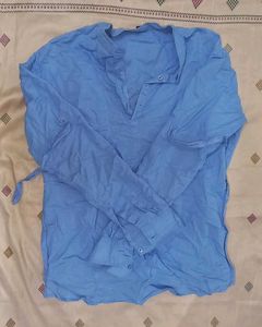 Blue Casual Shirt | Soft & Comfortable for Womens