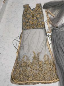 Elegant Grey Embroidered Lehenga Choli