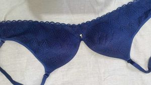 Navy Blue Padded Net Bra