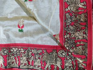 Red and white combination saree...