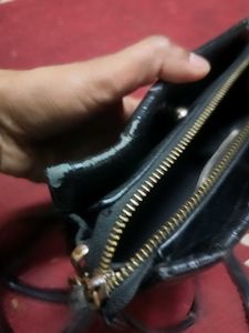 H&amp;M Black Sling Bag With Croc Finish