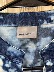 VERO MODA Blue Tie-dye Effect Denim Sleeveless Top
