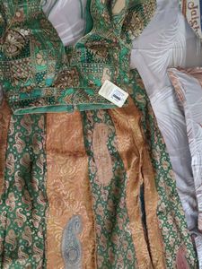 Embroidered Green and gold lehenga choli