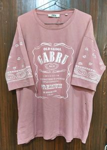 Drop Shoulder Oversized Pink T Shirt