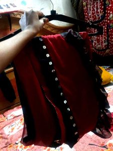 Elegant Ruffled Saree with Sequin Detail