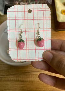 Handmade Strawberry Dangle Earrings
