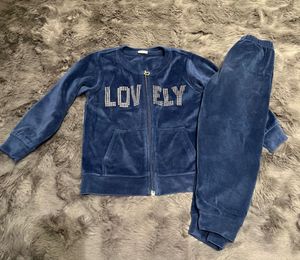 Cute Blue Velvet Tracksuit