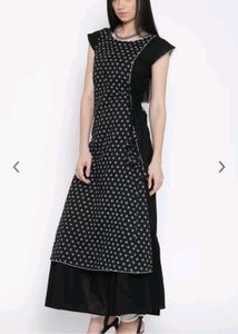 Black Long Dress With Front Design