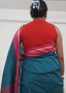Elegant Teal &amp; Pink Saree