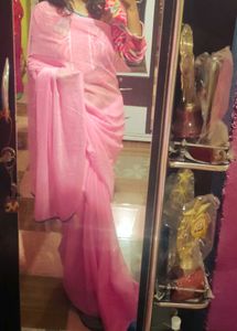 Pink Chiffon Saree