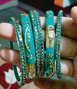 Teal & Gold Embellished Bangles