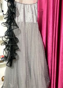 Grey Black Ethnic Long Gown
