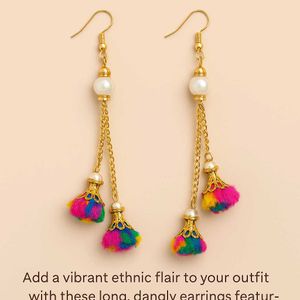 Colorful Tassel Pearl Drop Earrings